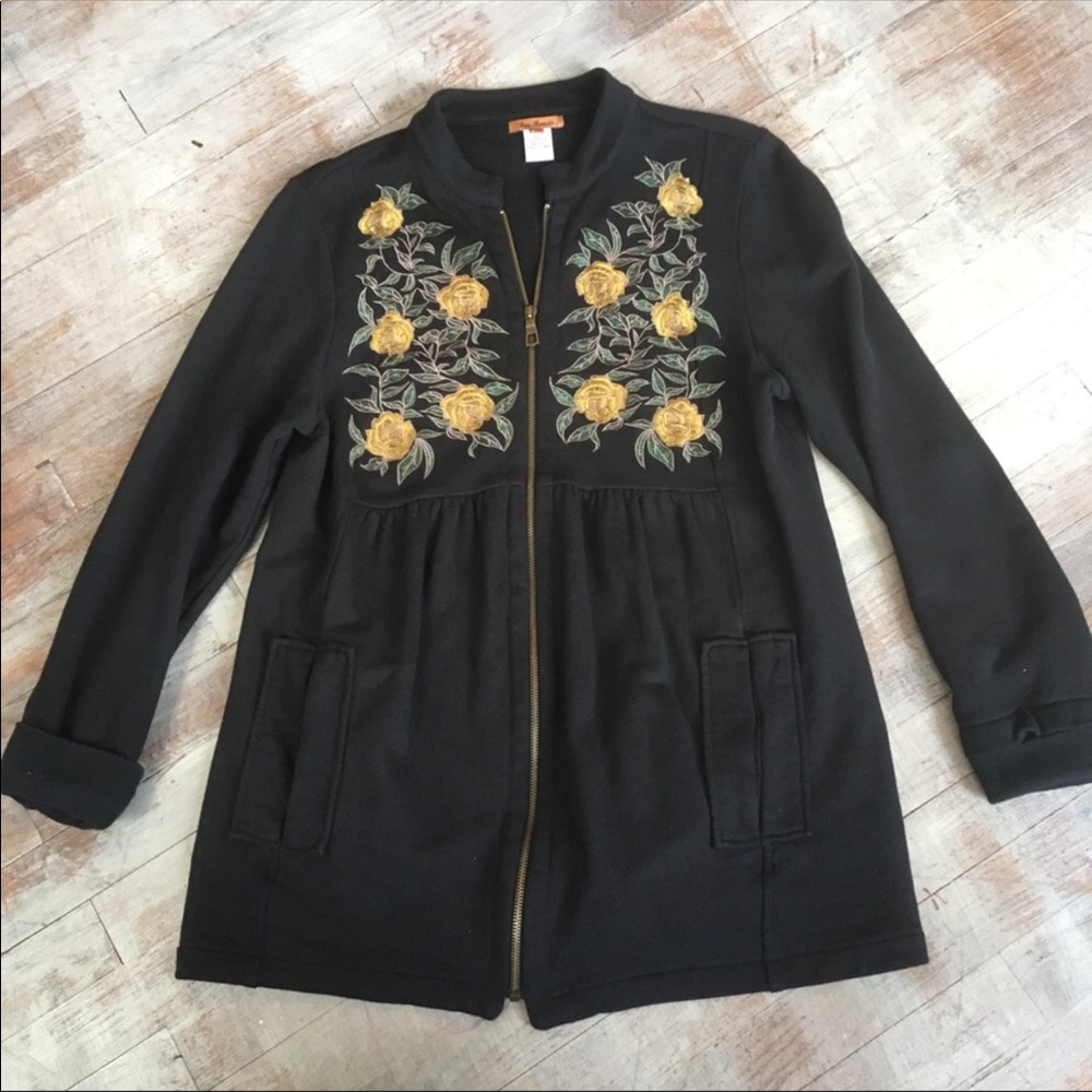 Anthropologie Tea House Brand Embroidered Jacket
